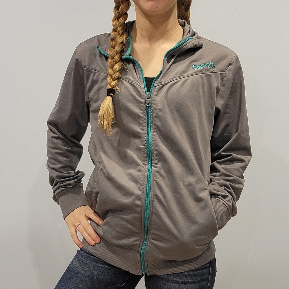 Bench Urbanwear Track Jacket zip up gray teal size medium